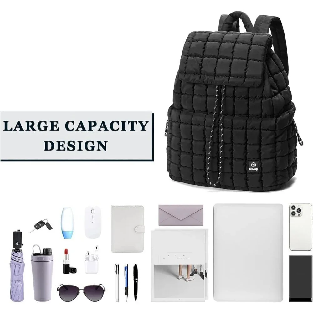 Women's Black Lightweight Hiker Pack Drawstring Imported Padding Backpacks